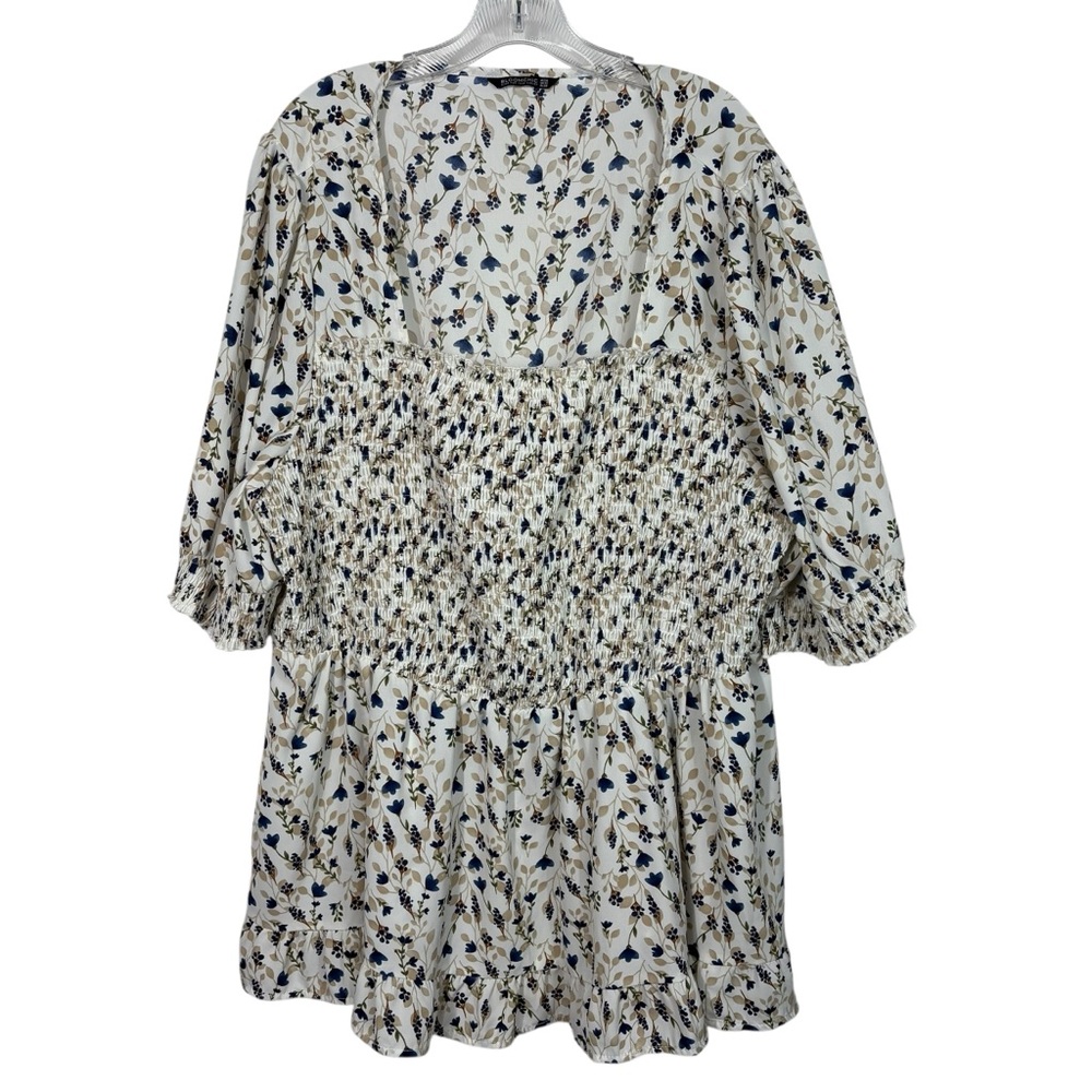 Bloomchic Chiffon Lightweight Milkmaid Style Smocked Plus Size Blouse 28W 28